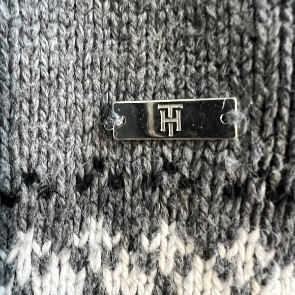 Tommy Hilfiger Fair Isle Wide Neck Hip Length Cap Sleeve Sweater Size M Gray Red - Picture 5 of 11